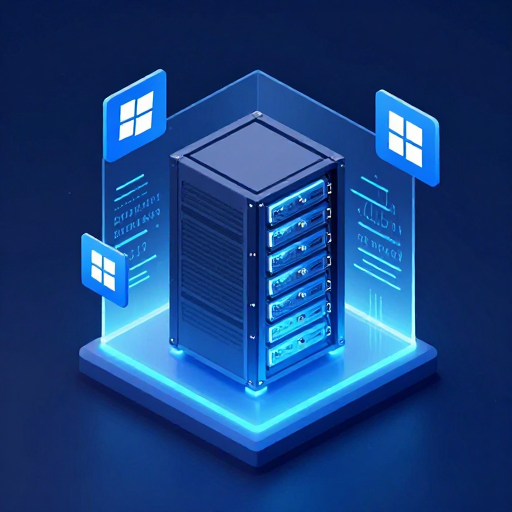 نصب ویندوز در محیط مجازی‌سازی Proxmox با استفاده از مکعب دیجیتال درخشان و لوگوی ویندوز